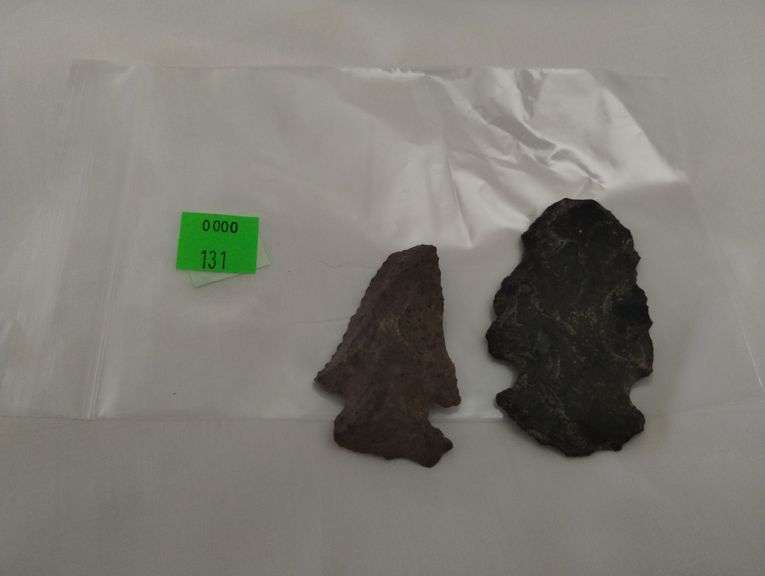 2 Primitive Notched Arrow Heads Indiana Native American