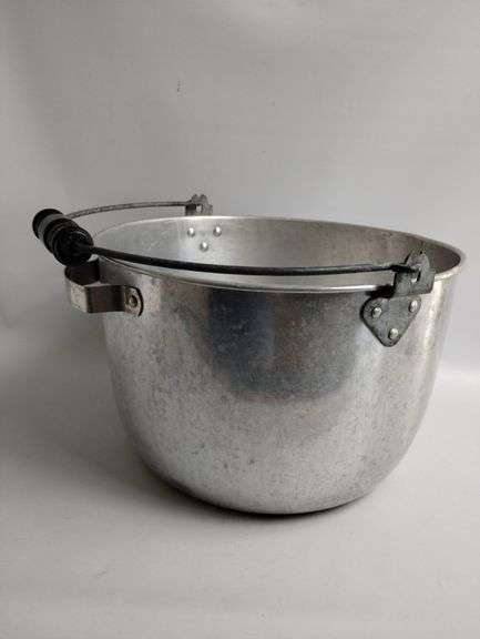 Vintage Large Century Aluminum Ware Pot No Lid Wood handle Blk #2