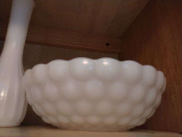 LOT Vintage Milk Glass Vases Bowl