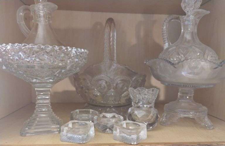 LOT Clear Glass Pedestals Salt Cellars Decanter
