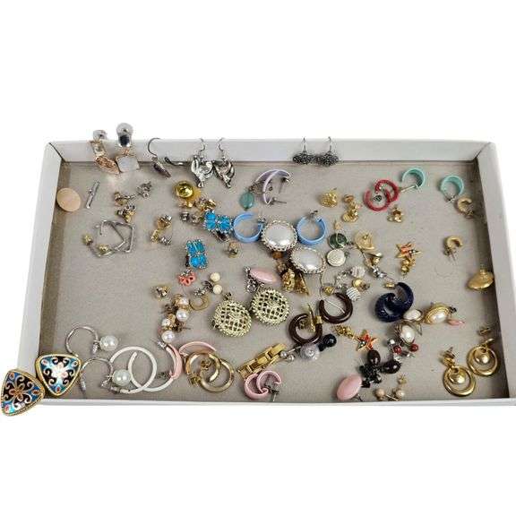 Earring LOT Clip On Pierced Most are Pairs