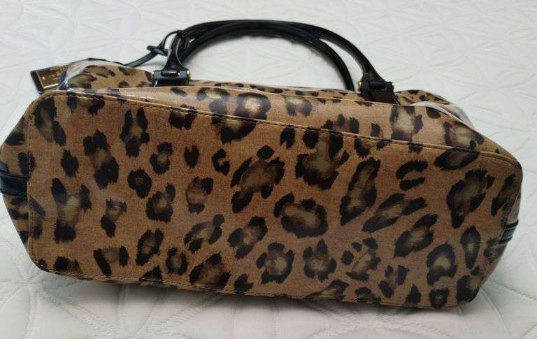 Ralph Lauren Hand Bag Leopard Cheetah Print Gold Metal Tag