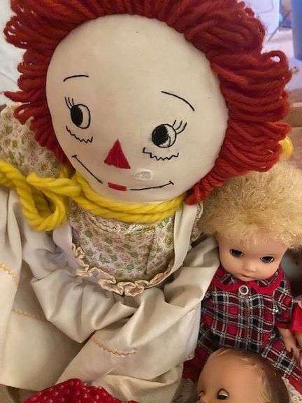 LOT Vintage Baby Dolls Doll Crib+ Schoolhouse Hooks Coat Rack