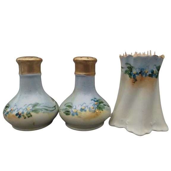 Antique Pre-WWII Bavarian German Salt Pepper Toothpick Hand Painted