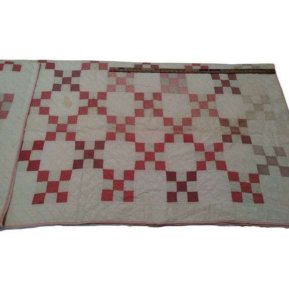 Irish Chain Quilt Hand Stitched Antique