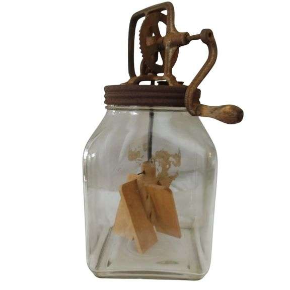 6 Quart Butter Churn Crank Handle Glass Jar