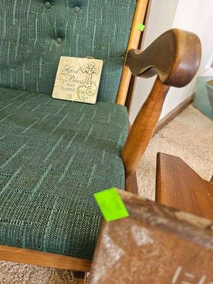 Green Padded Glider Chair + Checkers Table