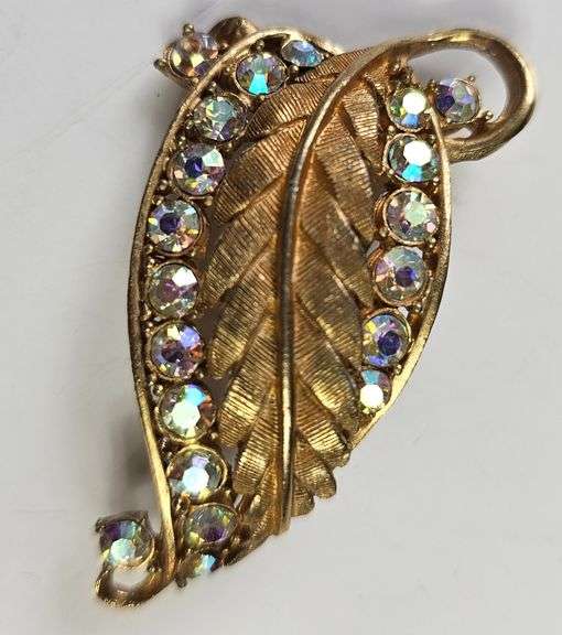 Vintage Costume Jewelry Aurora Borealis Brooch Earrings