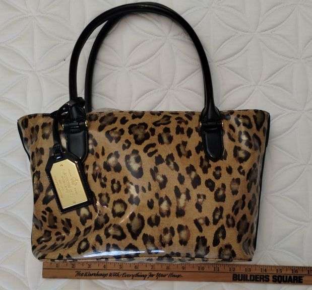 Ralph Lauren Hand Bag Leopard Cheetah Print Gold Metal Tag
