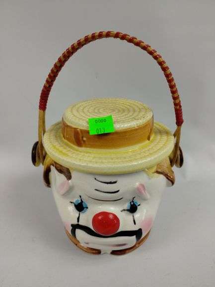 Vintage Ceramic Lipper & Mann Clown Cookie Jar Lid Handle Japan