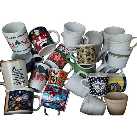 LOT Vintage Coffee Mugs Christmas Rooster Serenity Prayer