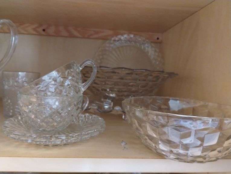 Westmoreland Glass Pitcher & Glasses Shell Jewel + Wexford Pieces EAPG Vintage