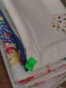 Quilted Stitched Dresser Scarf & Printed Vintage Table Cloths Tablecloth