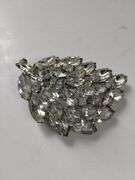 Vintage Costume Jewelry Weiss-Look Leaf Brooch Pin Crystal Rhinestone