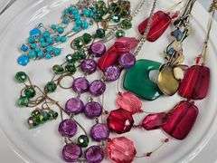 Vintage Jewelry Chunky Gemstone Necklaces 1928 Roses