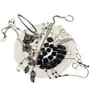 Vintage Jewelry Silver Black Necklaces Chunky Gem LOT