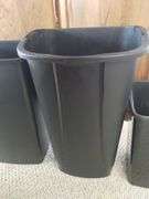 3 Black Trash Cans Plastic