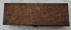 Antique Flemish Art Wooden Pyrography Rose Floral Painted Carved Box & Cane