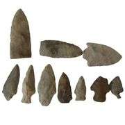 LOT Primitive Mixed Arrow Heads Indiana Native American