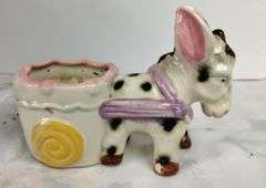Antique Coffee Mill & Porcelain Vintage Donkey Made in Japan
