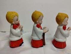 Vintage Ceramic Angel Candle Holders Figures NAPCO Glossy  + Choir