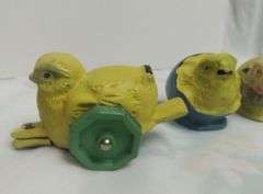 Vintage Antique Rubber Hen & Chicks Easter Train Bunny Lead Paint