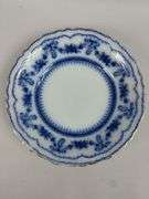 Antique Flow Glass Plates Blue Ornate Glenwood Johnson Bros. England