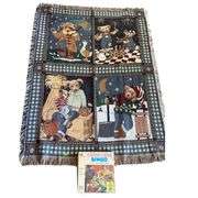 Vintage Teddy Bear Throw Blanket + Candyland BINGO Game IOB