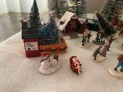 LOT Christmas Village Trees People Figures John Deere Accessory