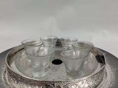 Vintage Communion Glasses Covered Metal Tray