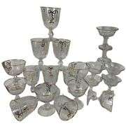 LOT Vintage Bridal Champagne Glasses & Clear Champagne Glass Set