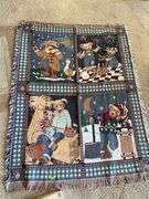Vintage Teddy Bear Throw Blanket + Candyland BINGO Game IOB