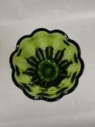 LOT Vintage Avocado Green Glass Vase & Bowls