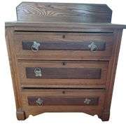 Antique Wood Dry Sink Base 3 Drawer Dresser