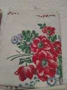 Quilted Stitched Dresser Scarf & Printed Vintage Table Cloths Tablecloth