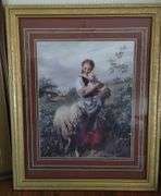 Beautiful Framed Wall Art Prints Milk Maid Shepherd Donkey Country Girls