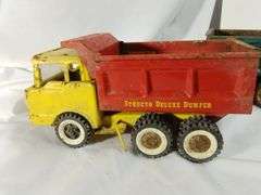 2 Vintage Pressed Steel Toy Trucks Structo Dump