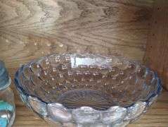Bright Blue Glass Bowl & Jar of Marbles Unsorted