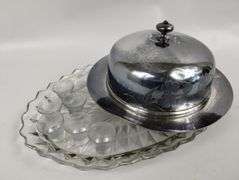 Vintage Communion Glasses Covered Metal Tray
