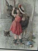 Beautiful Framed Wall Art Prints Milk Maid Shepherd Donkey Country Girls