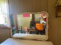 Vintage French Provincial Mirrored Dresser White Gold Toned