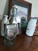 Decor Lot Cows Dairy Milk Bottles Jars Print