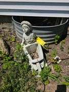 Vintage Boy Overalls Wheelbarrow Planter Figure Outdoor Garden