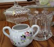 Pickers Lot Vintage Antique Glass China Tea Cups Spice Grinder