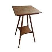 Antique Oak Wooden Spindle Leg Plant Parlor Table