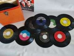 Vintage Record Lot 45s + Orange Case