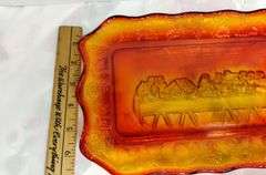 Indiana Glass Last Supper Plate EAPG Amberina