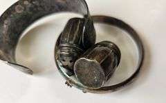 Sterling Hinge Bracelet & Salt Peppers + Unmarked Engraved Cuff