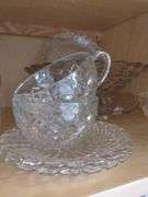 Westmoreland Glass Pitcher & Glasses Shell Jewel + Wexford Pieces EAPG Vintage