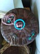 LOT Vintage Card Table + Large Box Baskets Longaberger+